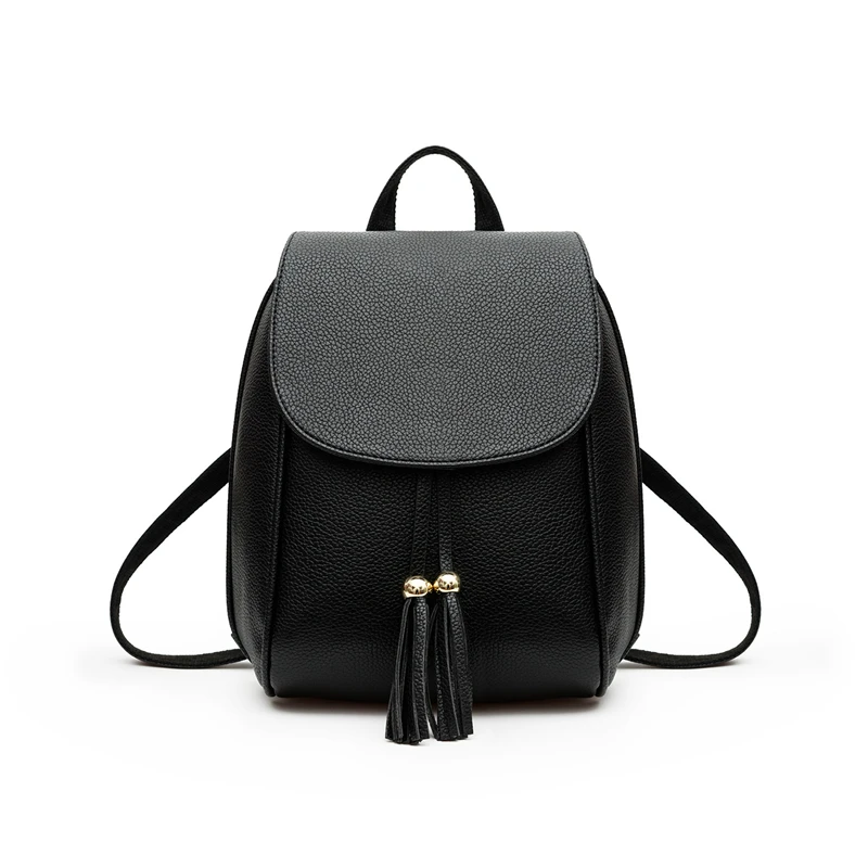 Solid Backpack Female Black Preppy Style School Backpacks 2017Funny Quality Pu Leather Fashion Women Bags Travel