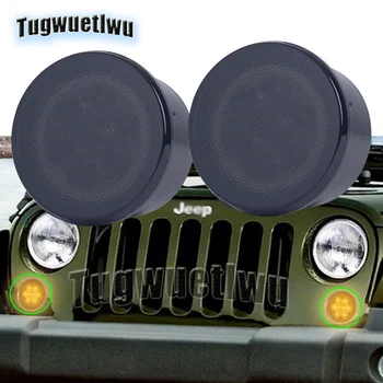 

2pcs Car Led Front Grill Turn Signal Lights ABS Plastic Fender Recon Smoked Grille Amber Light For Jeep Wrangler JK 2007-2015