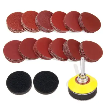 

BHTS-120Pcs 2 Inch Sanding Discs Pad With 1/4 Inch Shank Backer Plate And 2Pcs Sponge Cushions For Drill Grinder Rotary Tools