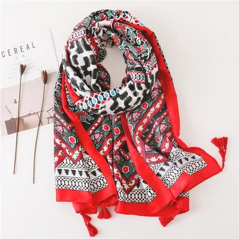 

Women Shawl Bright Colors Large Scarf for Women Floral Design Long Hijab [3068]