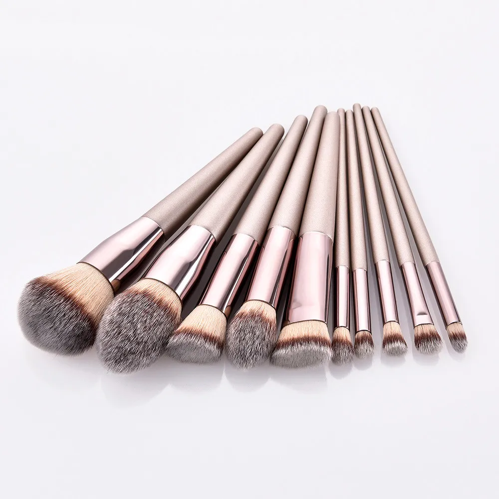 Деревянные кисти для макияжа brochas maquillaje 10 шт. основы косметические бровей и теней