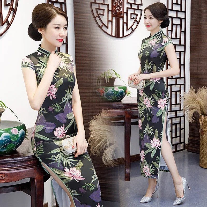 Vestido De Noche 2019 En Zomer Nieuwe Walking Show Lange dubbeldeks Cheongsam Zijde Gesimuleerde Rok Fabriek Directe Verkoop 8329 Vestido De Noche 2019 En Zomer Nieuwe Walking Show Lange dubbeldeks Cheongsam Zijde Gesimuleerde Rok Fabriek Directe Verkoop 8329