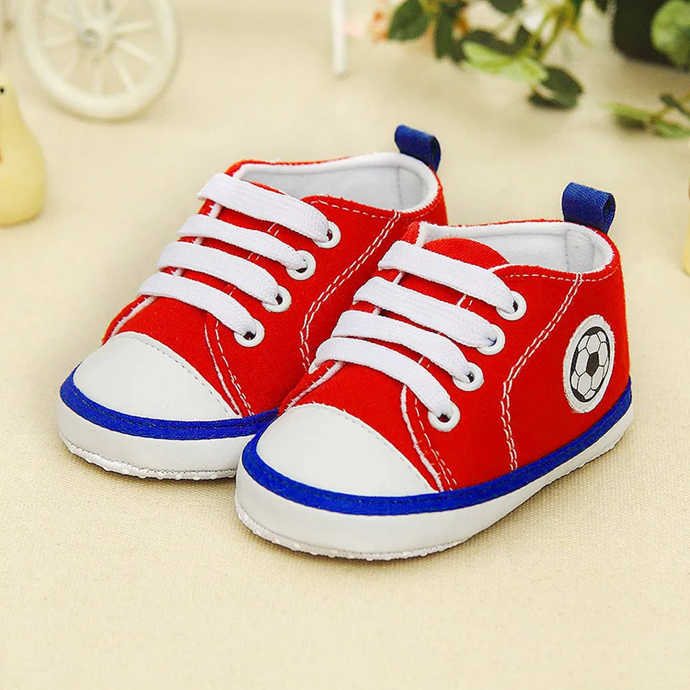 Toddler Crib Shoes Baby Kids Prewalker Infants Football Lace Up Soft Sneaker UK