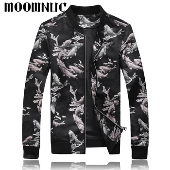 

Baseball collar Printed Youth Classic style Jacket Men Coat New MWC Autumn Casual Fashion MOOWNUC Slim Fit Long sleeve Business