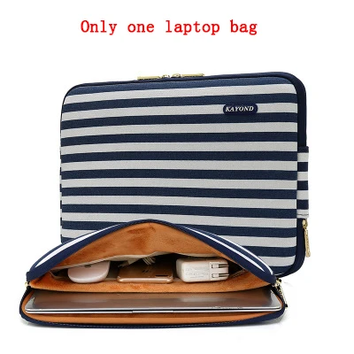 Waterproof Canvas Printing Women Men Sleeve Laptop Bag For Macbook Air 13 Pro 11 12 14 15 Case For Xiaomi Asus Lenovo Cover - Цвет: blue white strip