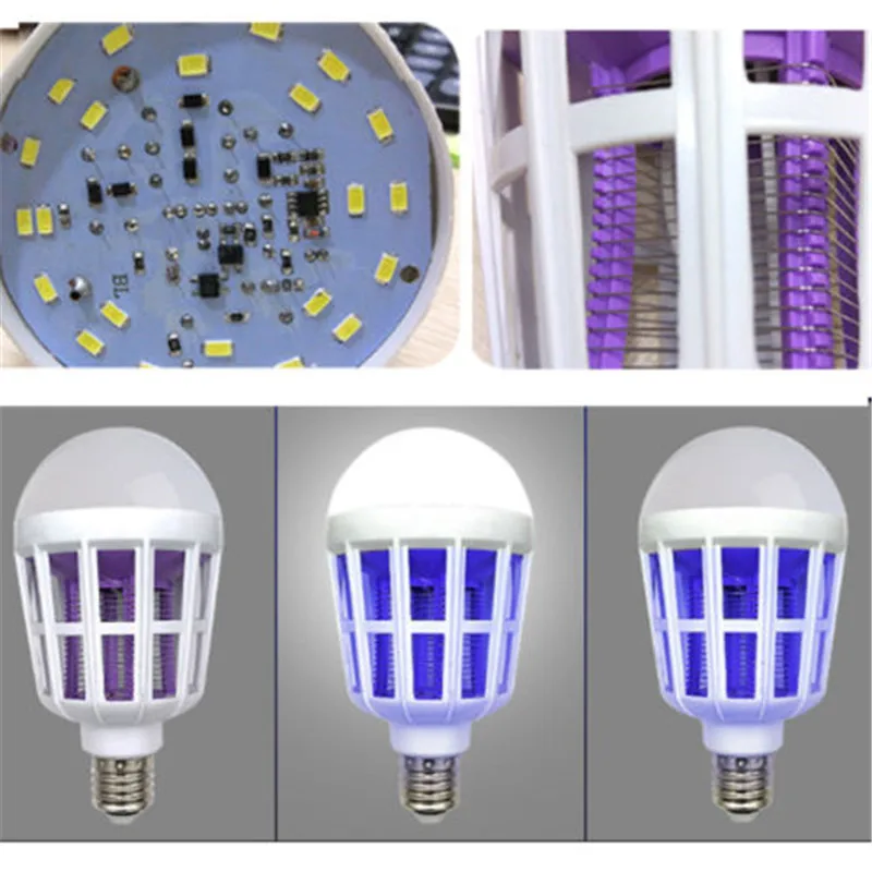 2 в 1 E27 Светодиодный светильник с противомоскитной лампой без запаха Электрический мух жук насекомых Zapper ловушка лампа 220 В 15 Вт ночные лампы