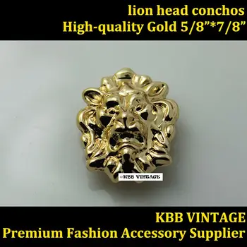 

(KBE04) 10pc Small Lion-Head Conchos Screwback Conchos Leathercraft Gold