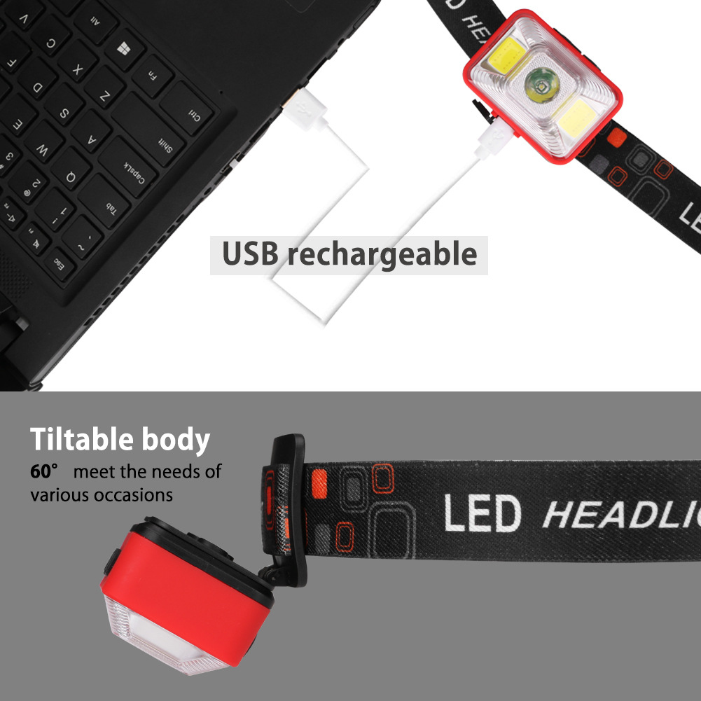 Cheap Waterproof 200Lumens Front Bike Lamp LED Warning Front Light Bicycle Light USB Rechargeable Lamp Bike Hiking Camping Headband 2
