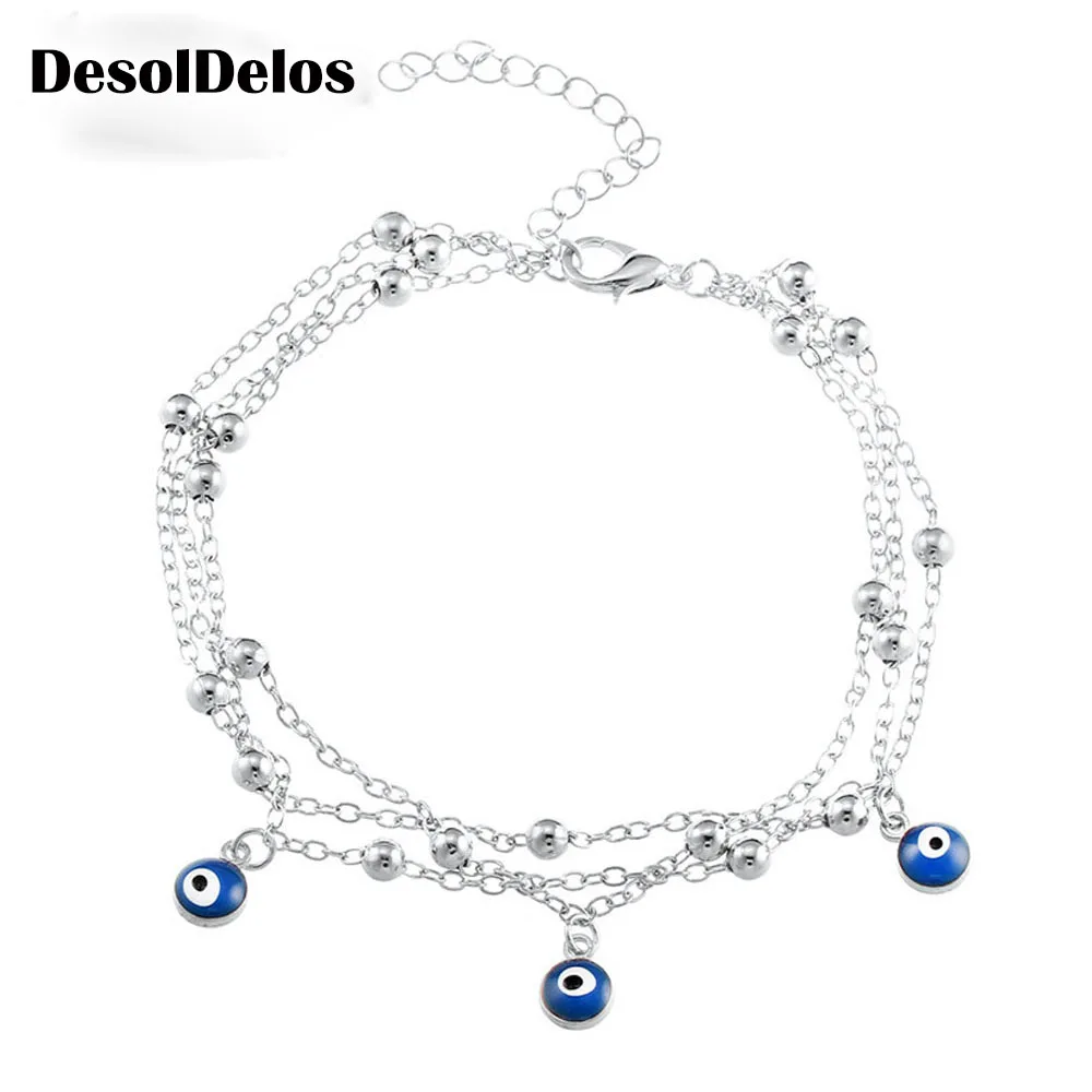 

Plating Blue 3inch Eye 8 6cm Elegant Women Pendant 2 Turkish Beach Anklet Piercing 4inch Women Beach 21cm Chain