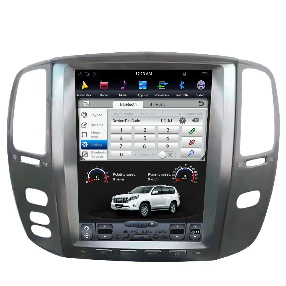 Sale 12.1" Tesla Android Car Multimedia Stereo DVD GPS Navigation for Toyota Land Cruiser 100 Lexus LX470 2003 2004 2005 2006 2007 3