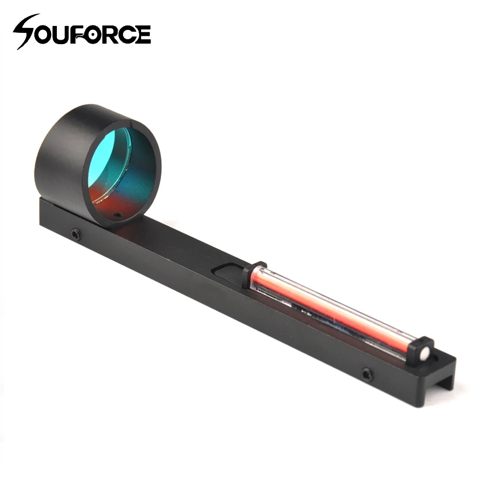 online 1 Pc Preto Fibra Vermelho Vista Holográfica Red Dot Sight Scope Shotgun Ajuste Costela Rail Acessório Arma para a Caça