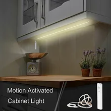 Светодиодная лента с датчиком движения, светильник для шкафа, двойной режим, приклеивающийся в любом месте, беспроводной, работающий от батареи, гибкий ночной Светильник для лестницы