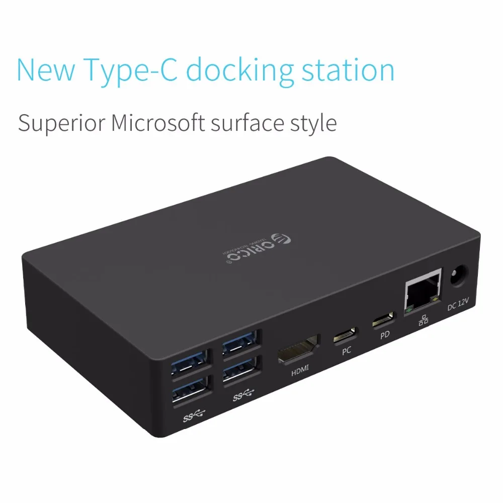  ORICO USB HUB Type-C Universal Docking Station with 6 USB3.0-A Ports and Type-C PD DC 12V RJ45 HDMI