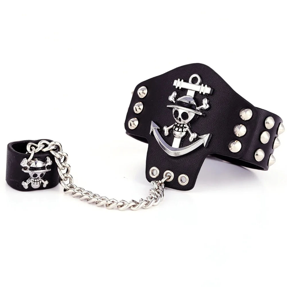 

Anime One Piece Bracelet Men Leather Rope Punk Skull Shantou Bracelet Charm Bracelet Women Jewelry pulsera hombre Cosplay New