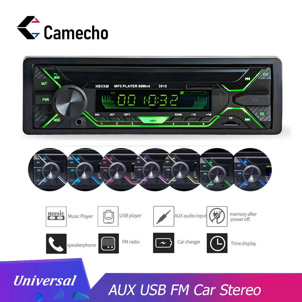 Camecho 1din Автомагнитола стерео Bluetooth Авторадио телефон AUX-IN/USB/MP3 плеер FM приемник дистанционное управление 12 в аудио авто радио