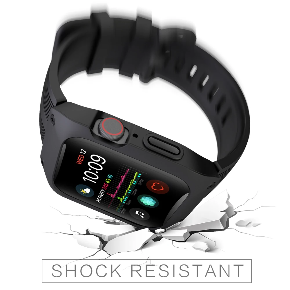 

Sport Case Band for Apple Watch 44mm Bracelet Silicone Sports Watchband with Protective Case for iWatch Series 4 Bands