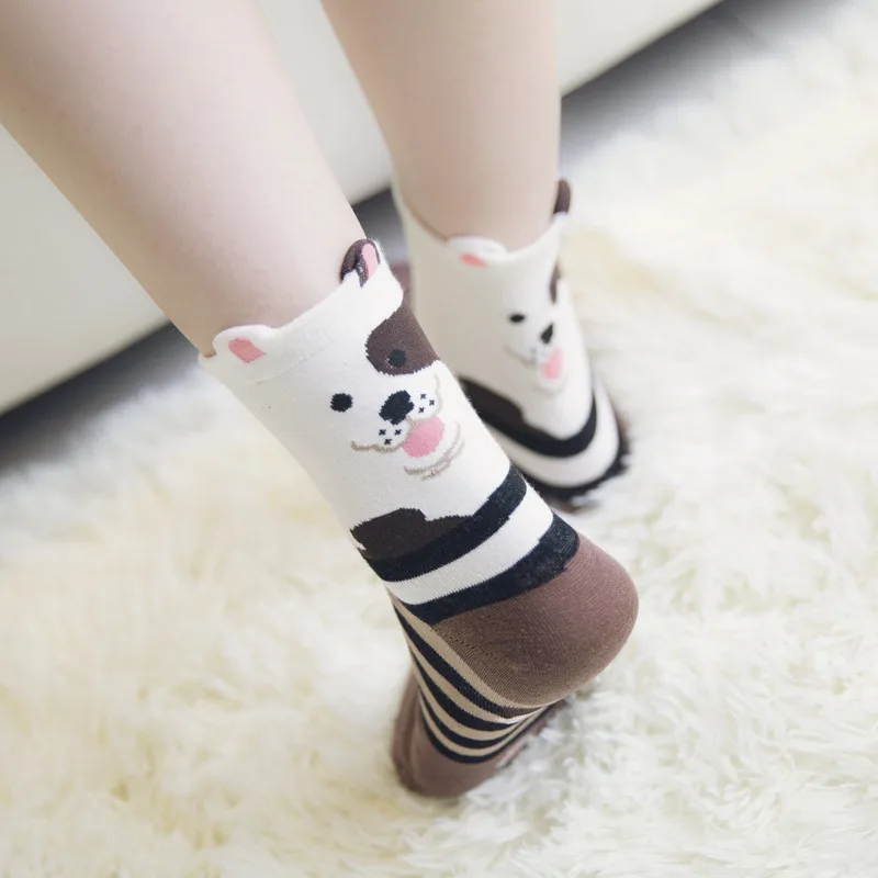 

Cute Printed Women Cotton Sock Color Stripe Bear Unisex Long tube SockLeisure Spring Summer Low Cut Ankle Sock