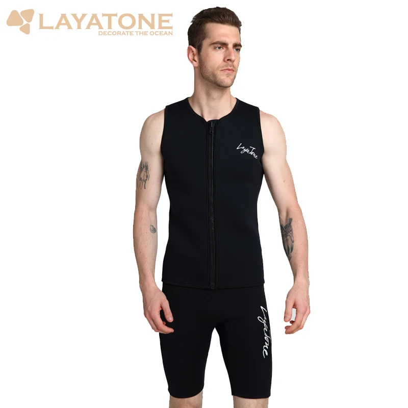 Black 3mm Rubber Neoprene Wetsuit Vest Shorts Men Swimwear Swimsuit Set
