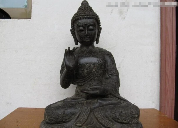 

fast shipping USPS to USA S0793 Tibet Folk Fane Old Bronze Dragon Tathagata Sakyamuni buddha Statue