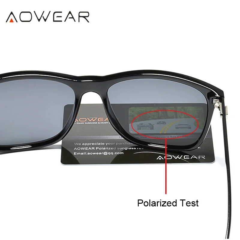 AOWEAR унисекс Прозрачные Квадратные Солнцезащитные очки мужские поляризованные HD очки ночного видения для мужчин и женщин алюминиевые очки для вождения