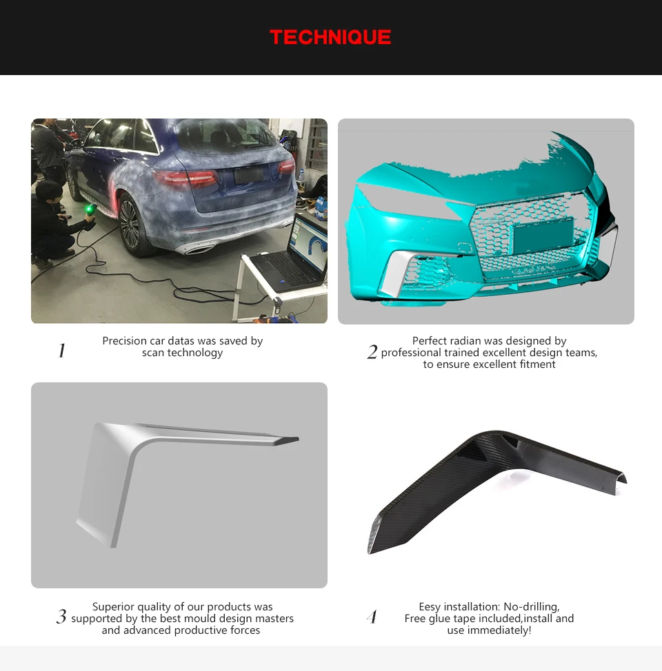 2 шт. плавники для Audi TTRS 2 двери купе углеродное волокно передний бампер плавники Canards наборы кузова