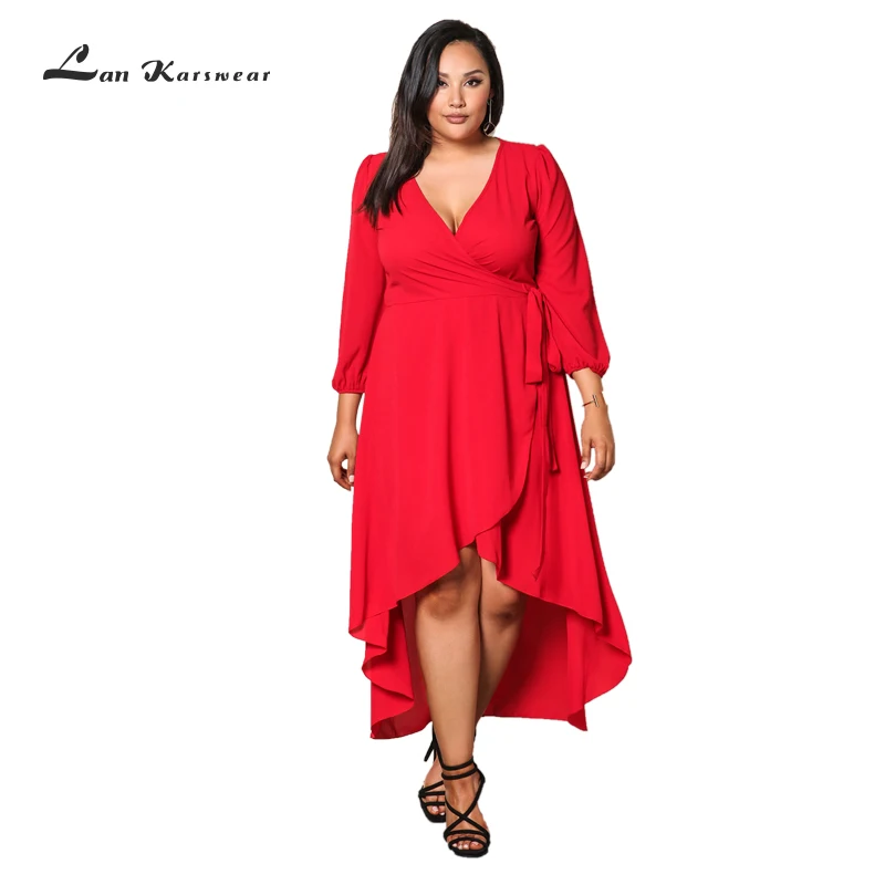 Lan Karswear Autumn Dress Big Size Sexy Bandage Dress Maxi Black Women