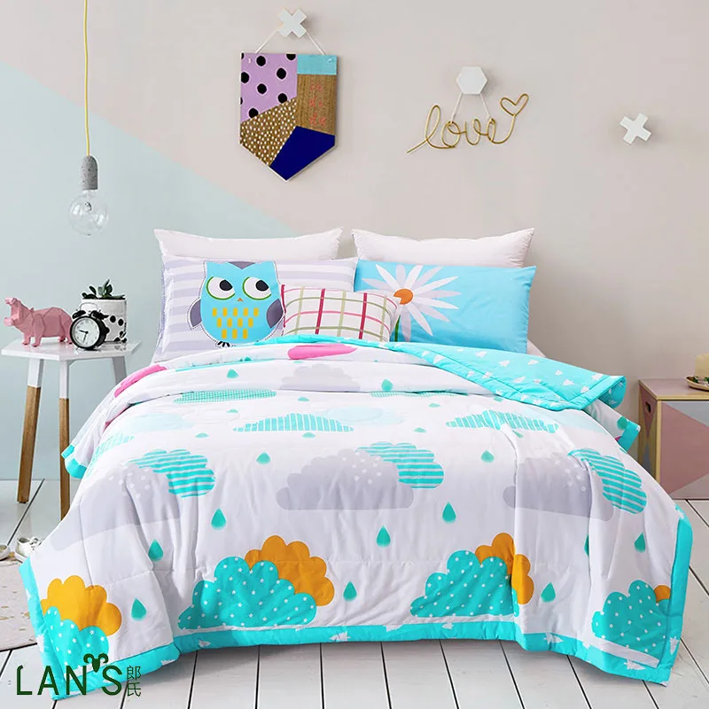 Envío Libre Nube Impreso 100% algodón Colchas Verano Venta Caliente Edredones Mantas Delgadas Colchas Twin Queen Size AG86|bedspreads silkbedspreads children - AliExpress