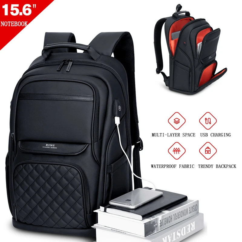 US $39.37 Fenruien Fashion Men Backpack Multifunctional Waterproof 156 Inch Laptop Bag Usb Charging Travel Bag Casual Women Schoolbag
