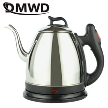 DMWD, электрический чайник из нержавеющей стали с длинным носиком, чайник, хорошее автоматическое отключение, котел для кофе, 1л, нагревательный горшок для горячей воды, с европейской вилкой