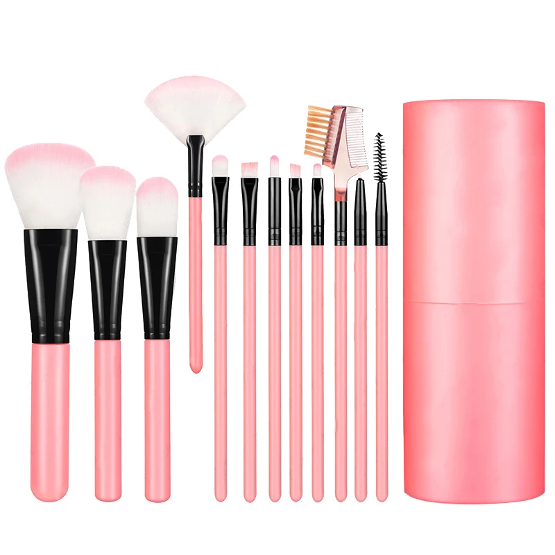 

12Pcs Makeup Brushes Set Make Up Fan Foundation Powder Eyeshadow Face Brush With Brush Case Cup Holder