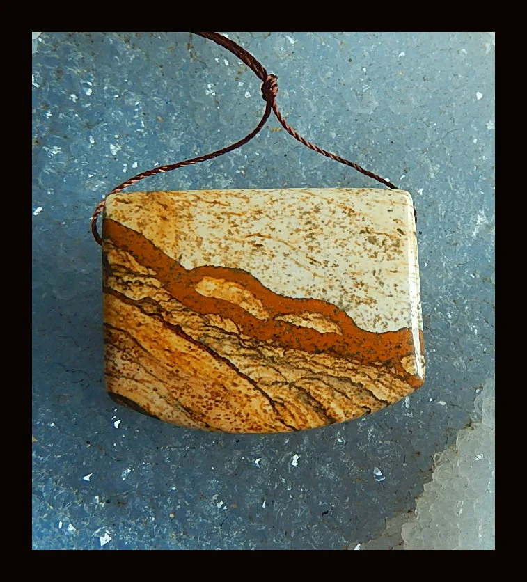 

Semiprecious stone Jewelry,birthday present,Natural gemstone Picture Jasper Pendant Bead,34x26x9mm,17.1g