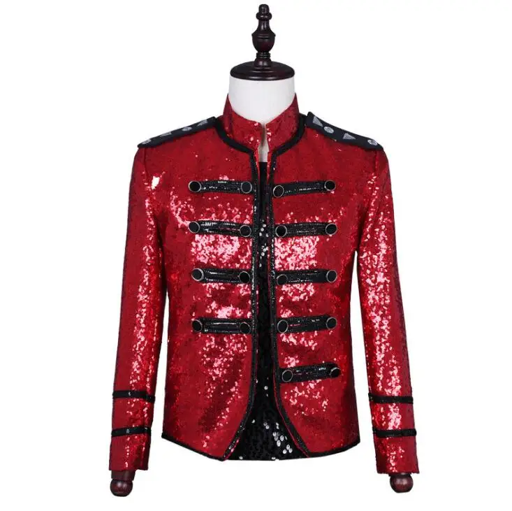 singers red sequins blazer men suits designs jacket mens