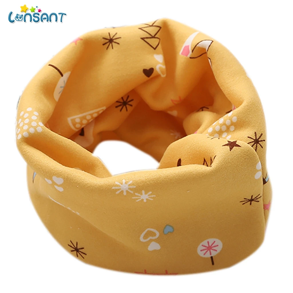 

LONSANT Cotton Baby Scarf Autumn Winter Newborn Boys Girls Cute Cartoon Print Scarf Kids Collars O Ring Neck Scarves Wholesale