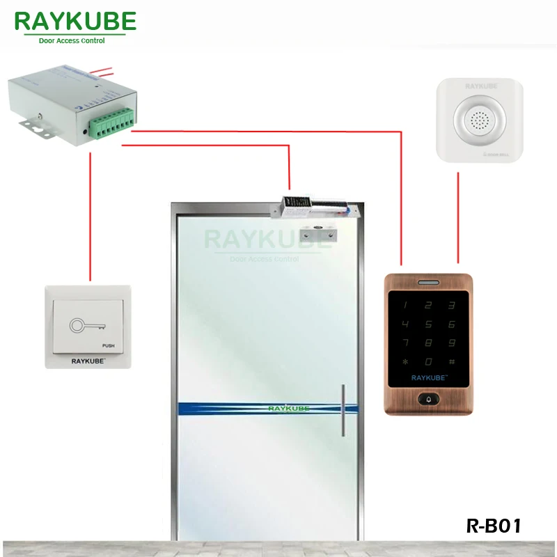 Комплект управления доступом к двери RAYKUBE Электрический Болтовой замок +