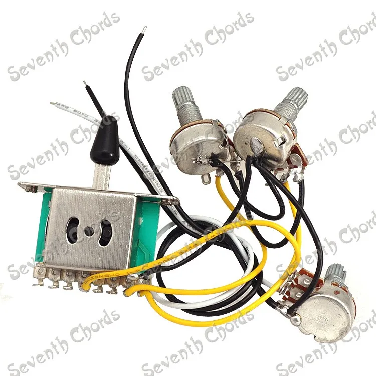 

A Set Guitar Wiring Harness Prewired 1 Volumes & 2 Tones 3 Pcs 500K Pots 5-Way Switch For Electric Guitar