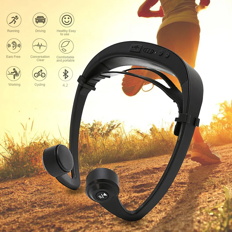 V9 ушной крючок костной проводимости Bluetooth 4,2 спортивные наушники гарнитура с микрофоном