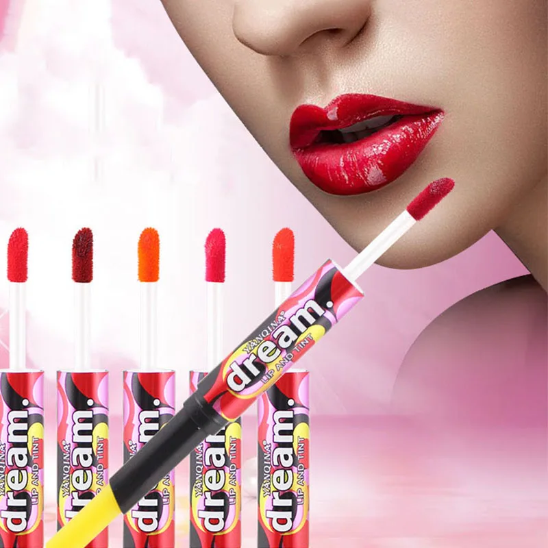 

Double-headed lip gloss color lipstick new moisturizing no makeup maquiagem profissional completa Moisturizer