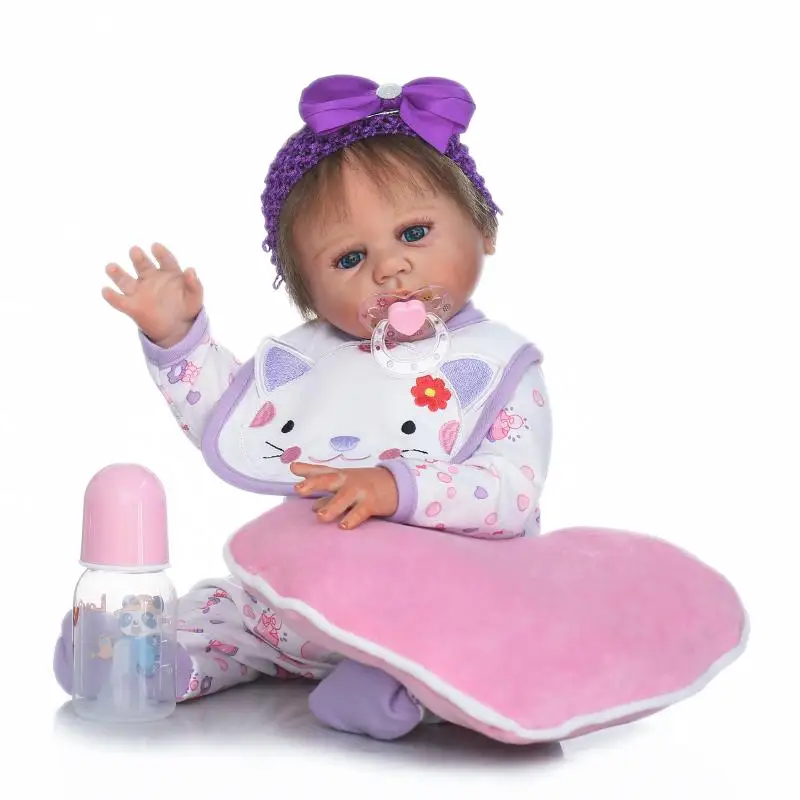 

Nicery 20inch 50cm Bebe Reborn Doll Hard Silicone Boy Girl Toy Reborn Baby Doll Gift for Children Purple White Cat Baby Doll