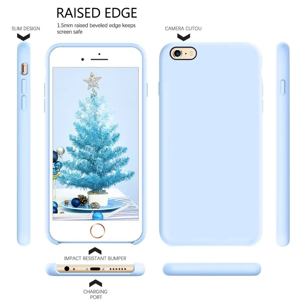 

Blue Case For iPhone 6 Case iPhone 6S Case Liquid Silicone Gel Rubber Cover with Soft Microfiber Cloth Lining Cushion Slim