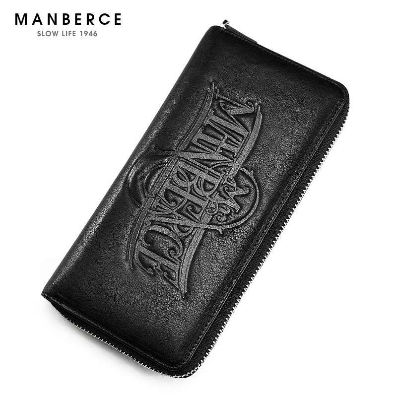 

MANBERCE Brand High Quality Men Wallet Genuine Leather Cowhide Card Holder Wallet Large Capacity Men's Long Wallet Free Ship