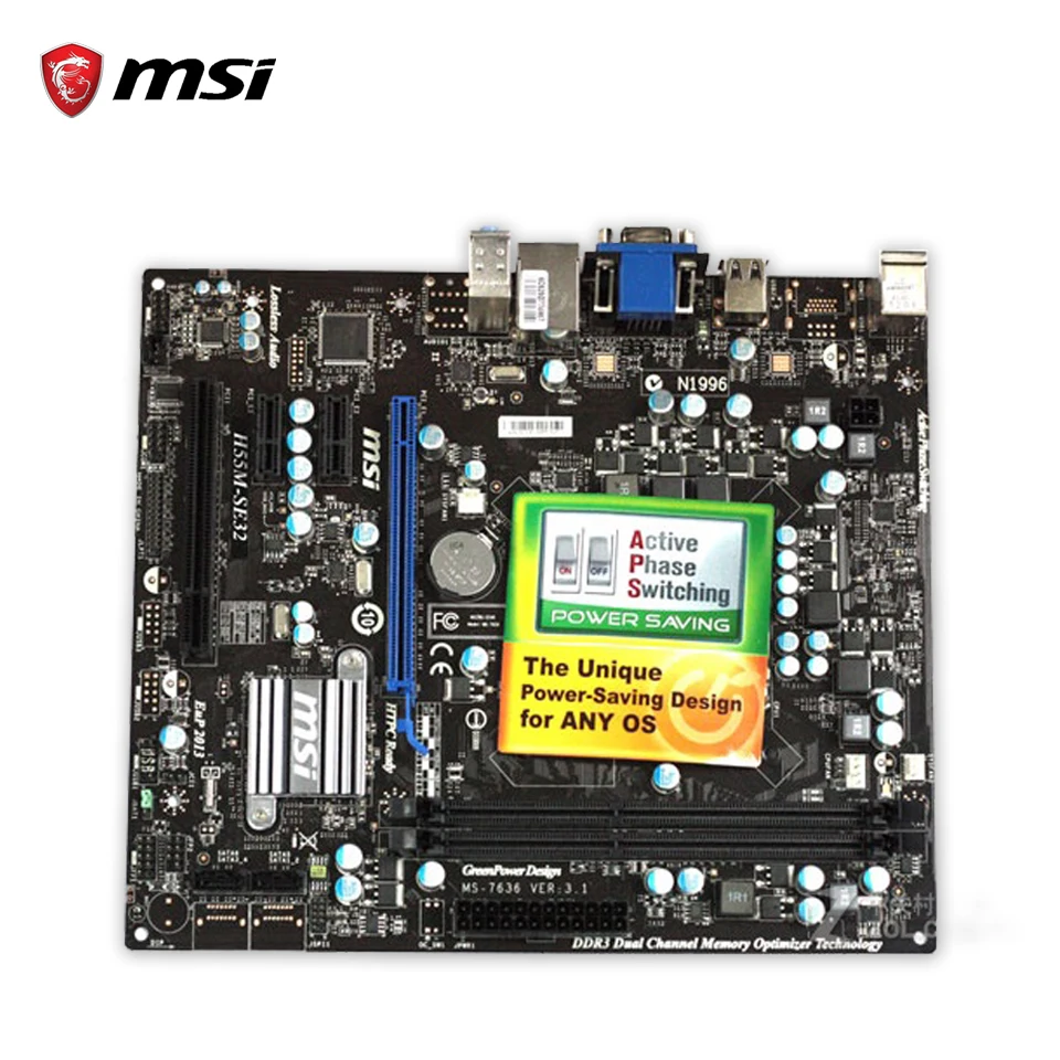 

MSI H55M-SE32 Desktop Motherboard H55 Socket LGA 1156 i3 i5 i7 DDR3 8G SATA2 Micro-ATX