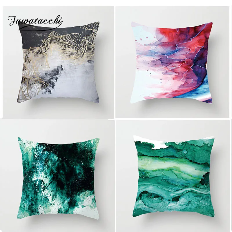 

Fuwatacchi Ink Painting Cushion Covers Blooming Splashing Ink Pillow Cover Home Decorative Pillowcase for Car Sofa Seat Bedroom