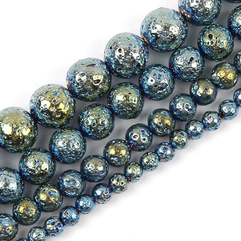 

4/6/8/10MM Natural Blue Round Hematite Stone Beads Loose Spacer For Necklace Bracelet Jewelry Making Key Chain Beads