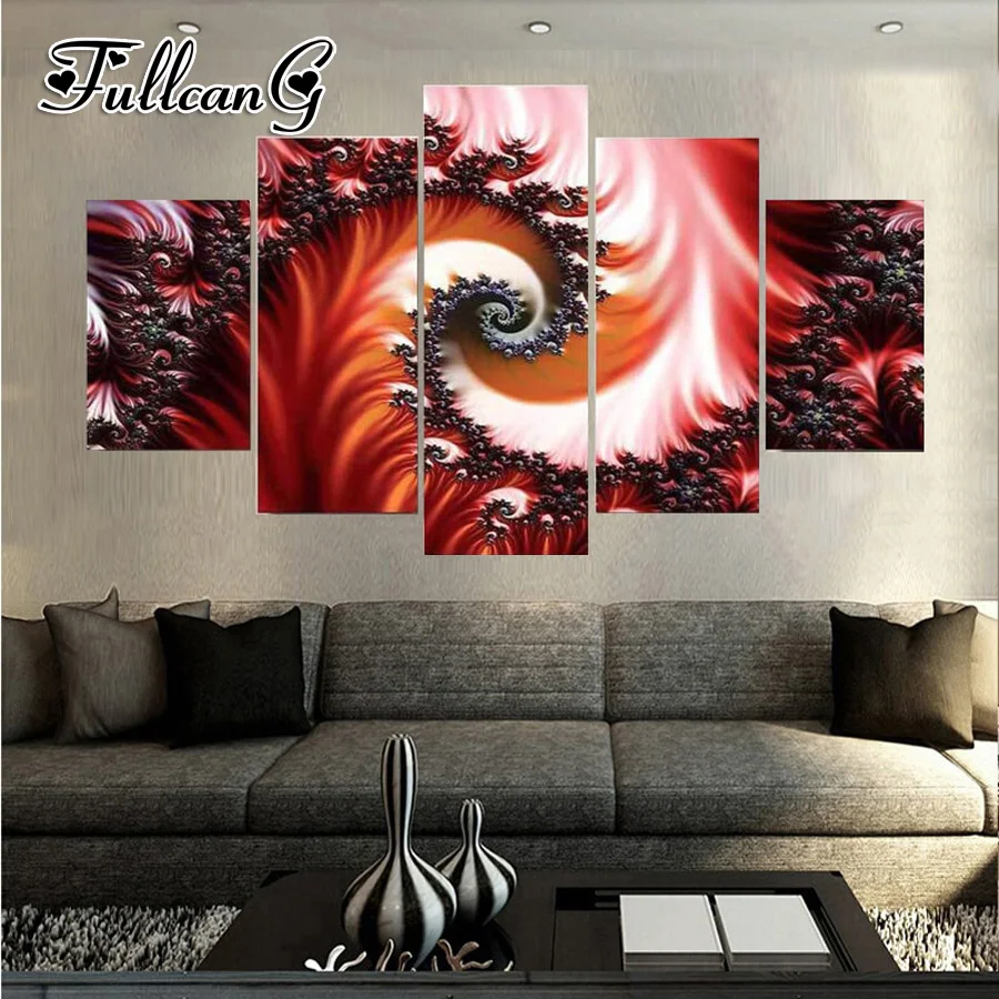 

FULLCANG diy 5pcs diamond painting "abstract flower" full drill 3d cross stitch mosaic embroidery multi-picture hobby G1167