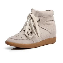 2017 Bobby Spring Autumn Women Isabel Boots Wedges Shoes Genuine Leather Ladies Height Increasing Ankle Boots Platform Shoes