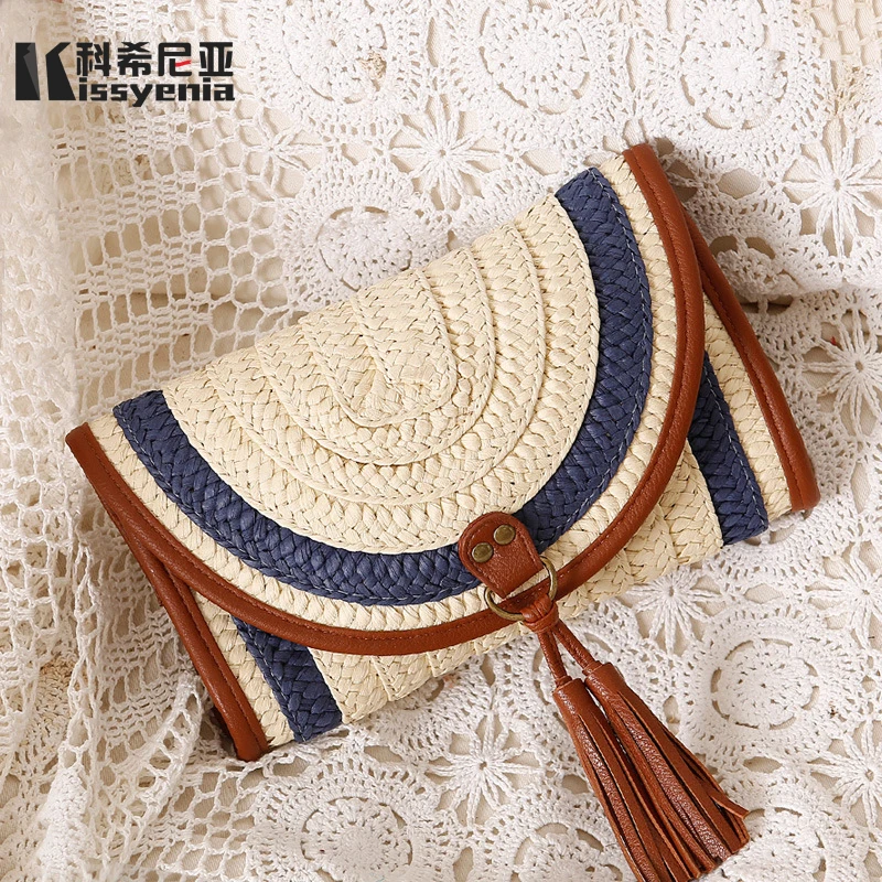 Kissyenia 2018 INS الساخن اليدوية بالي حقائب الشاطئ النساء الصيف جزيرة القش محبوك حقيبة يد Crossbody الخوص حقيبة المنسوجة رفرف KS1116 Kissyenia 2018 INS الساخن اليدوية بالي حقائب الشاطئ النساء الصيف جزيرة القش محبوك حقيبة يد Crossbody الخوص حقيبة المنسوجة رفرف KS1116