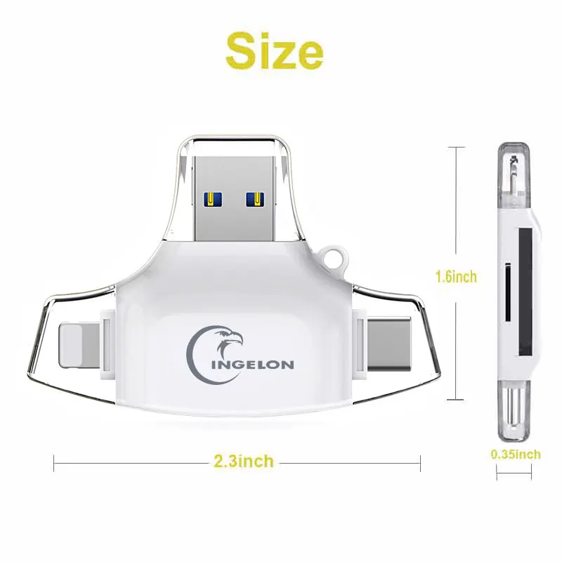SD Card Reader Laptop Accessories microSD Cardreader 4 in 1 Adapter for Computer Memory Card Smart USB C Adaptador for iPhone (3)