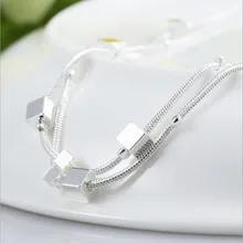 Атмосфера креативный 925 пробы серебряные ювелирные изделия Сладкая мода простой многослойный ящик женский индивидуальный браслет SB21