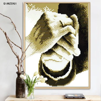 

QIANZEHUI,Needlework,DIY Precision printing Hold your hand Cross Stitch, Sets For Embroidery kits Cross-Stitching,Wall Decro