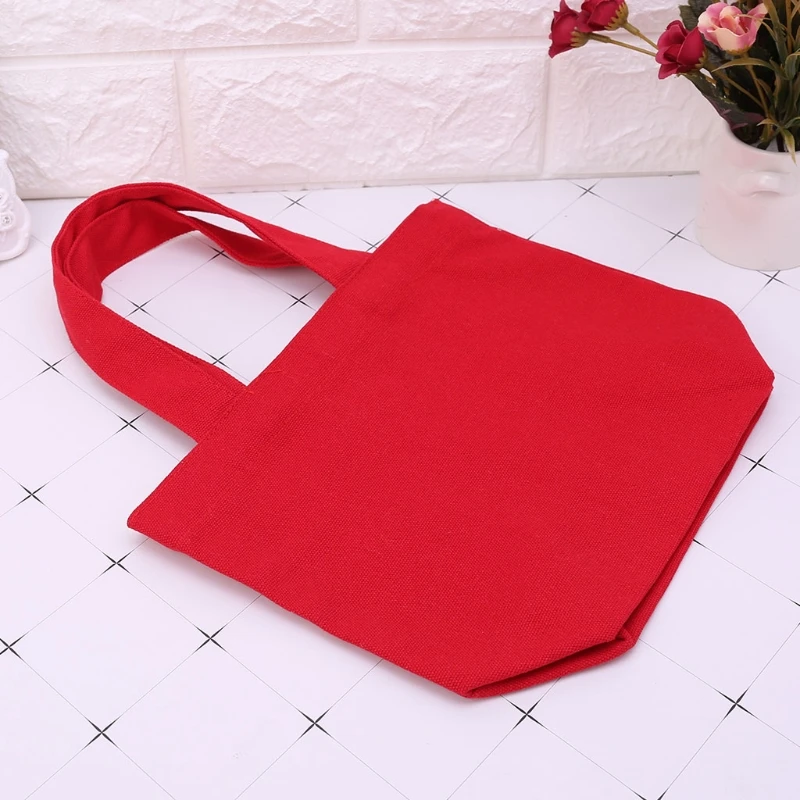 THINKTHENDO Portable Cotton Canvas Tote Handbag Food Picnic Lunch Solid Color